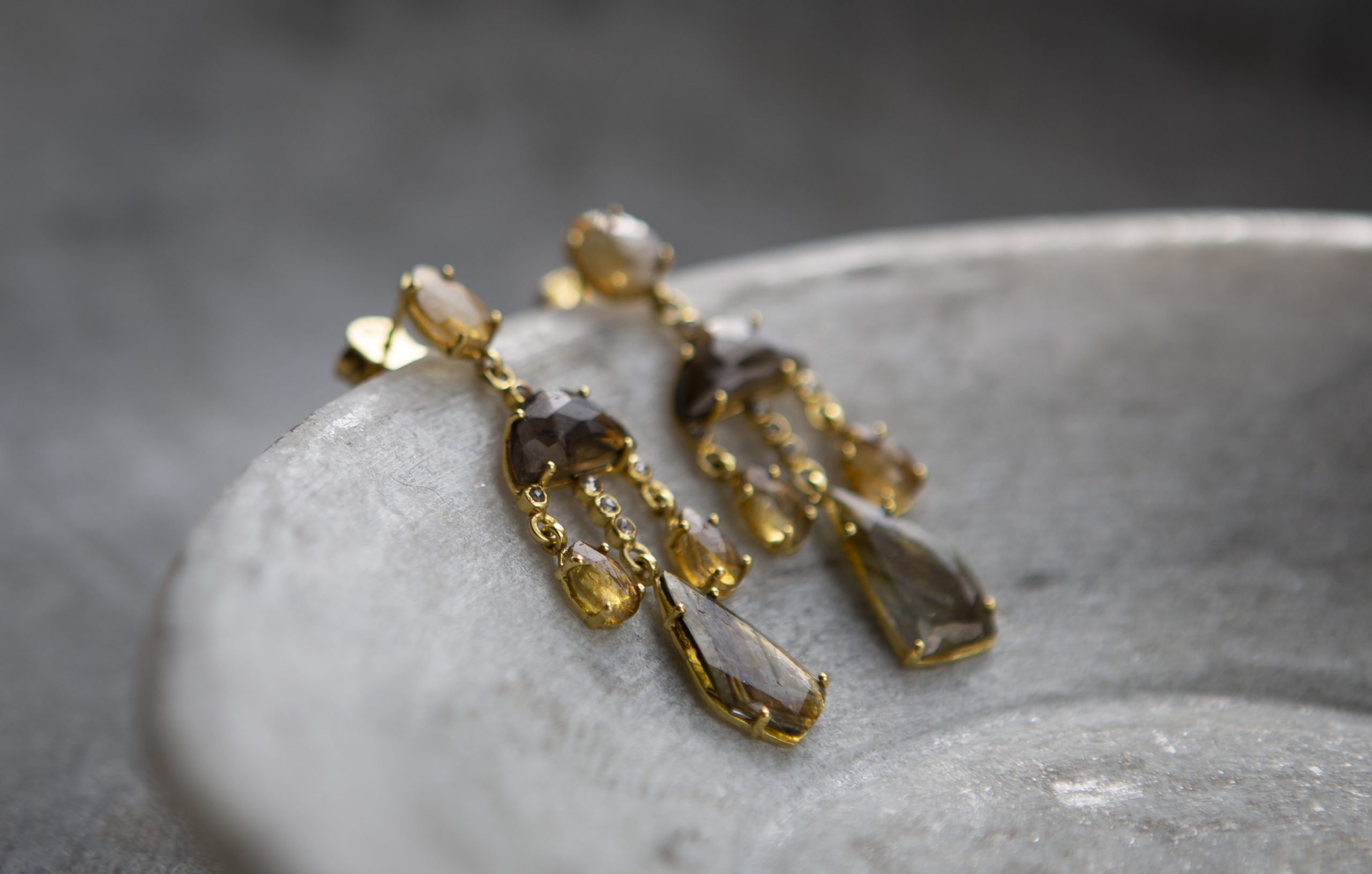 tourmaline green chandelier earrings, gold vermeil - Image 3