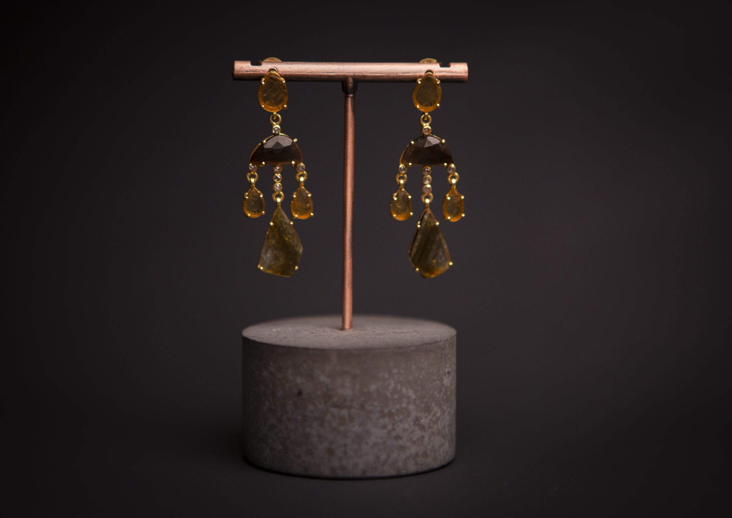 tourmaline green chandelier earrings, gold vermeil - Image 4
