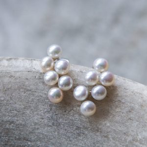 pearl cluster earrings, sterling silver