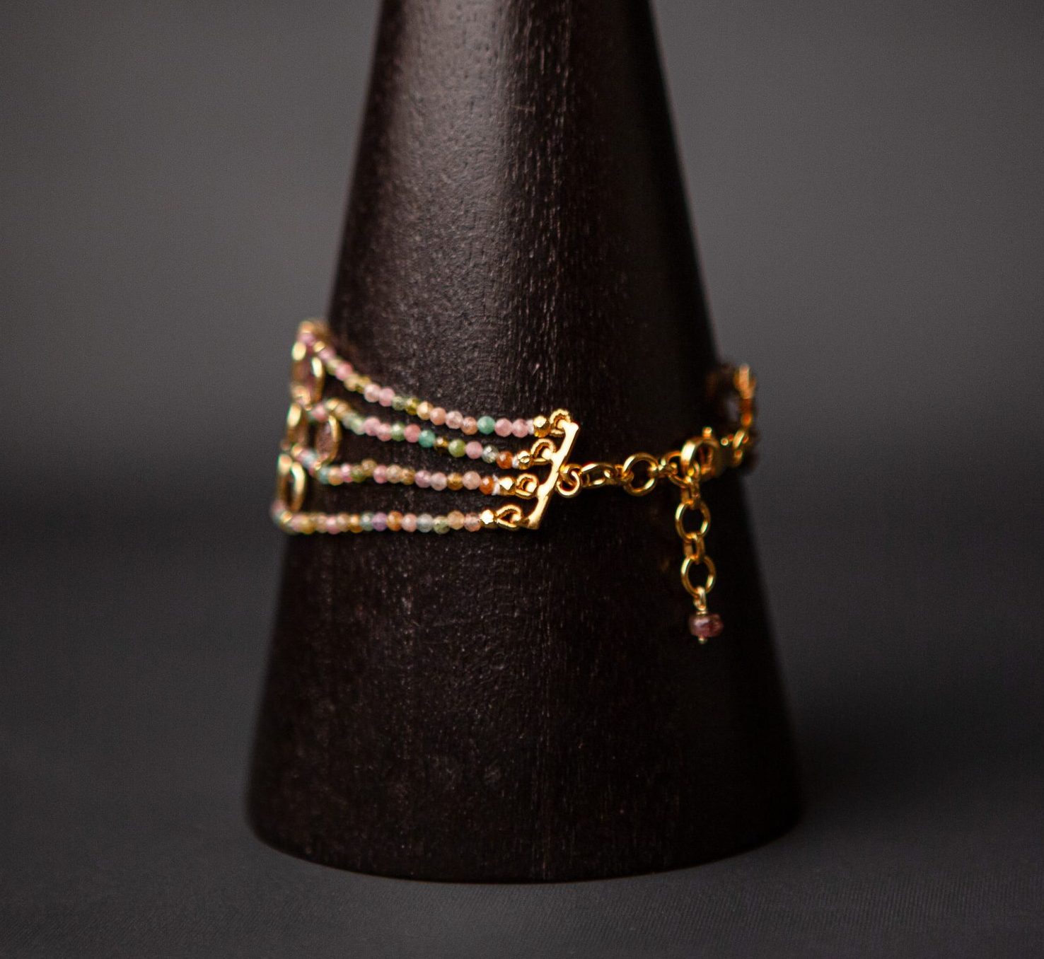 - Tourmaline Slice triple strand bracelet, pink - Image 4