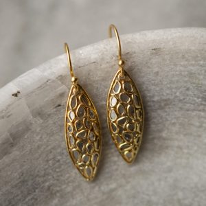 Diamond slice arrow and gold Vermeil Earrings
