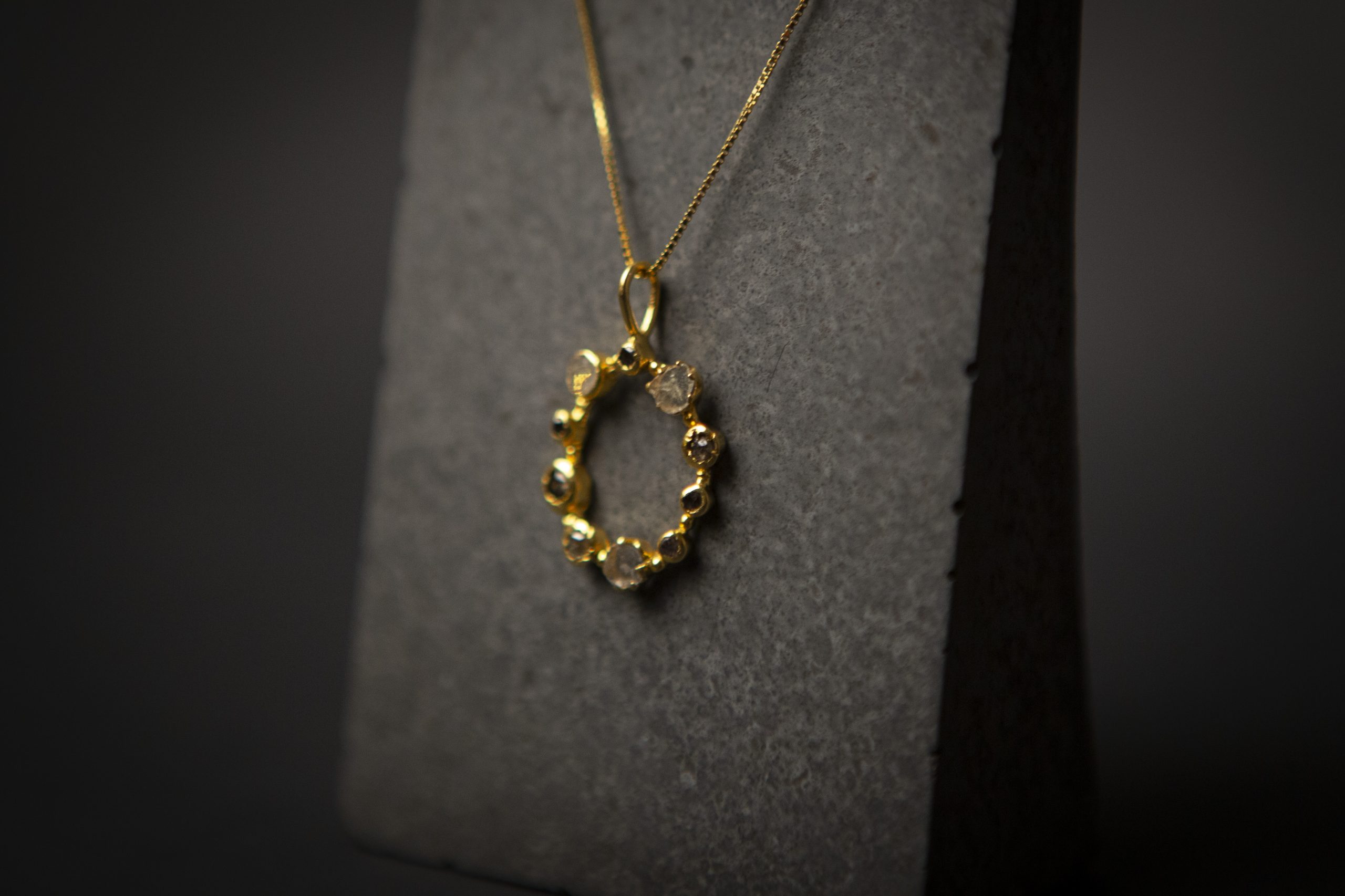 Diamond halo pendant, gold vermeil - Image 3
