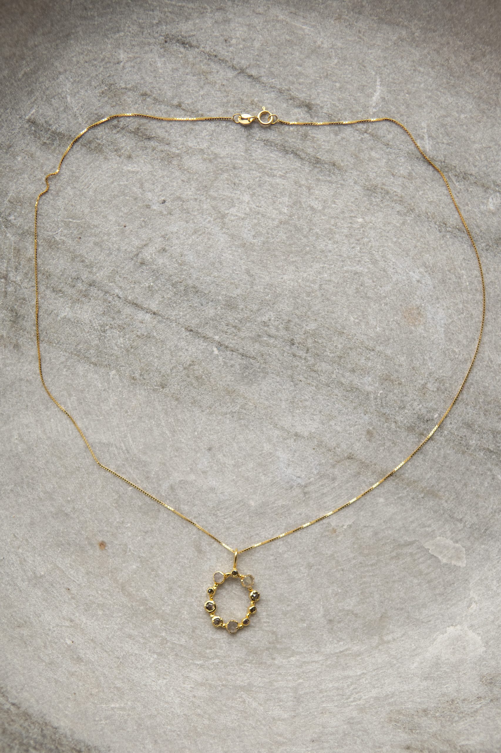 Diamond halo pendant, gold vermeil - Image 5