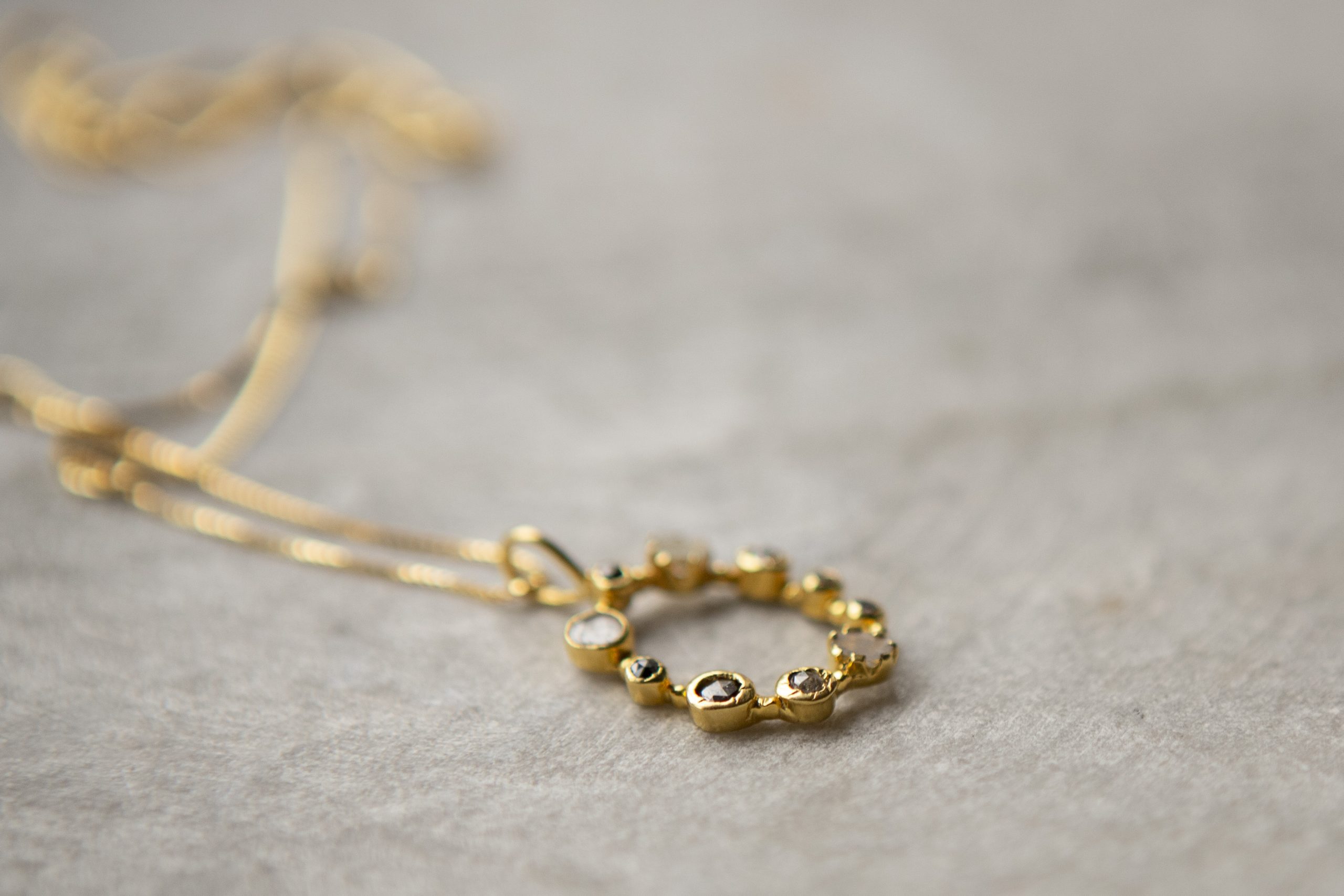 Diamond halo pendant, gold vermeil - Image 4