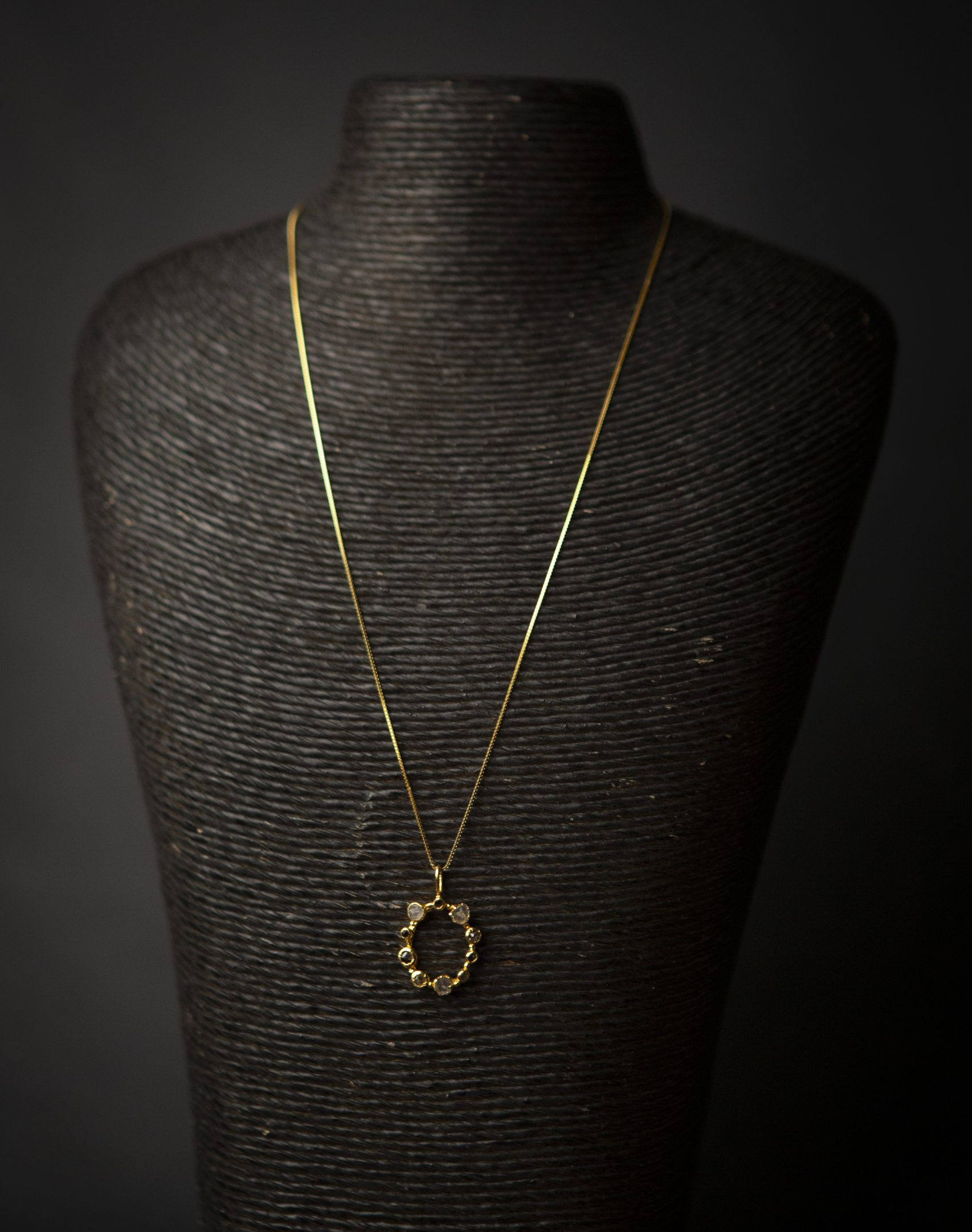 Diamond halo pendant, gold vermeil - Image 6