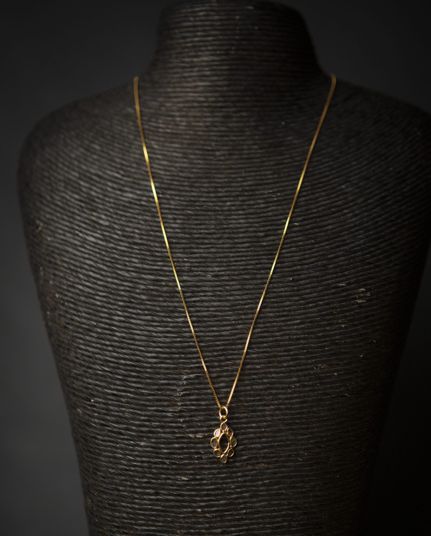 Diamond slice oval pendant, gold vermeil - Image 4