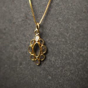 Diamond slice oval pendant, gold vermeil