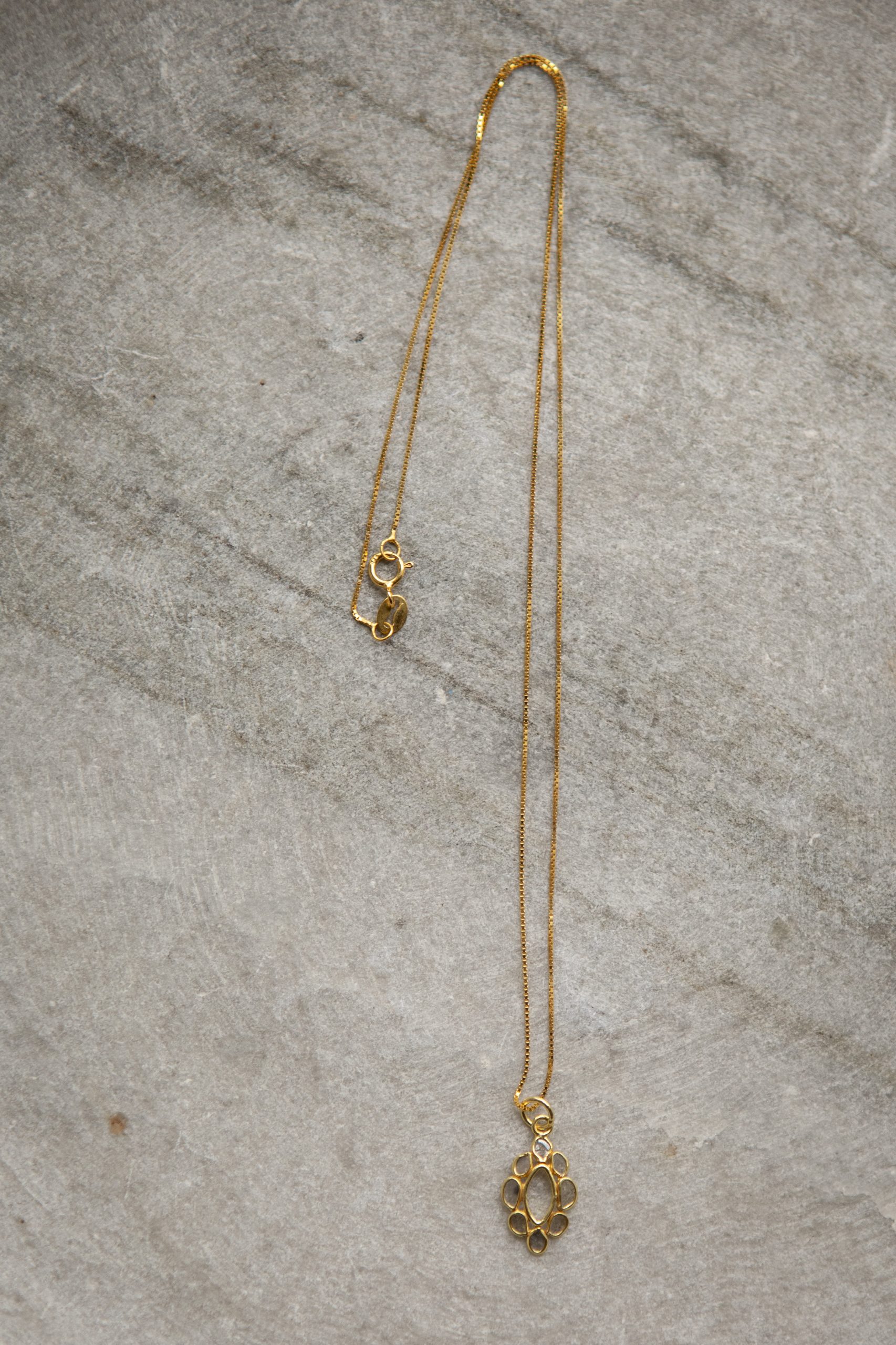 Diamond slice oval pendant, gold vermeil - Image 3