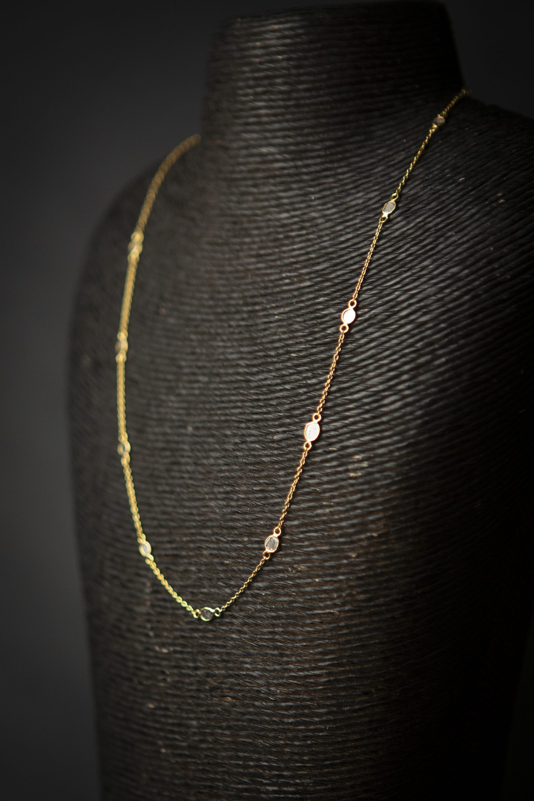 Diamond slice and chain necklace, gold vermeil - Image 3