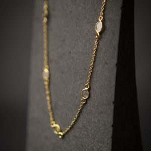 Diamond slice and chain necklace, gold vermeil