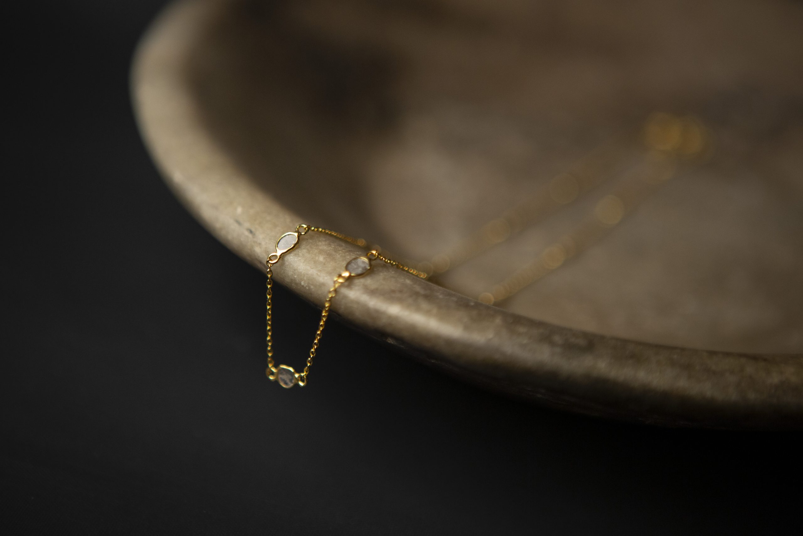 Diamond slice and chain necklace, gold vermeil - Image 5