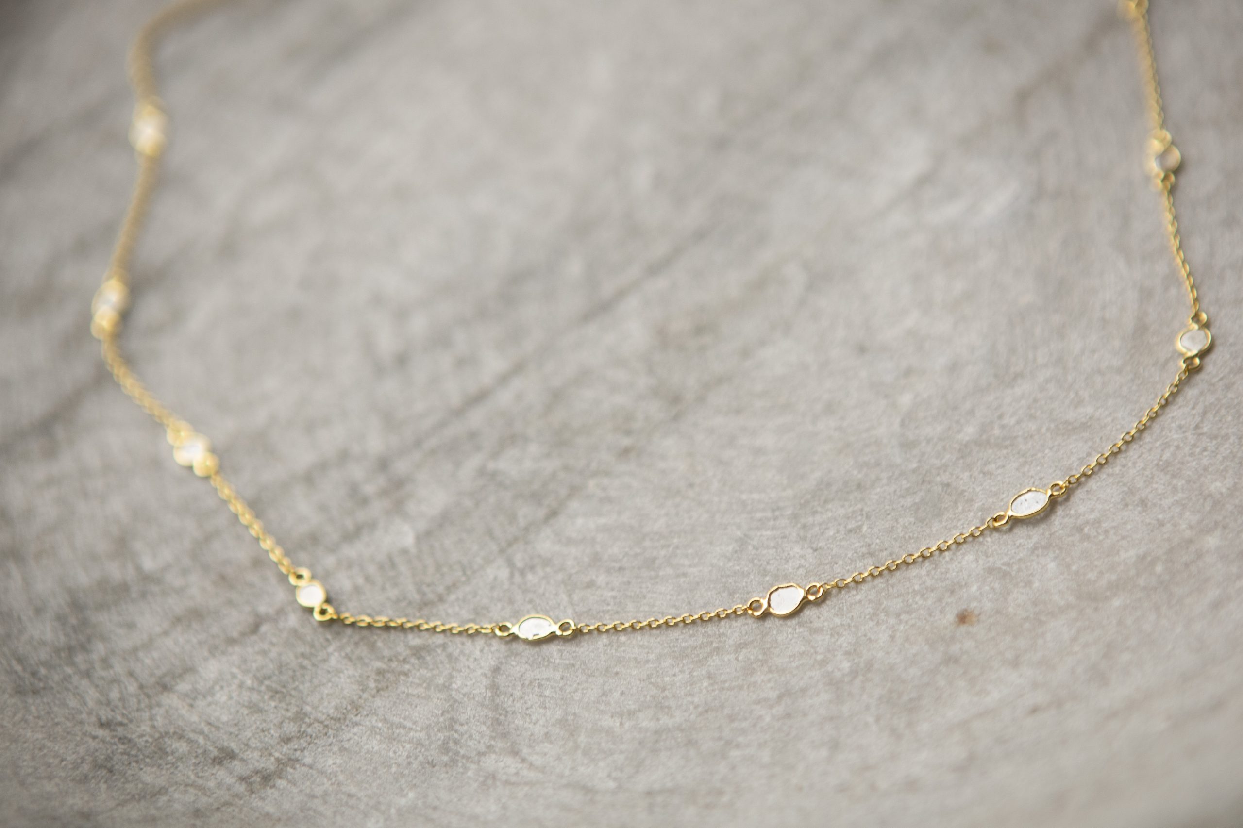 Diamond slice and chain necklace, gold vermeil - Image 6