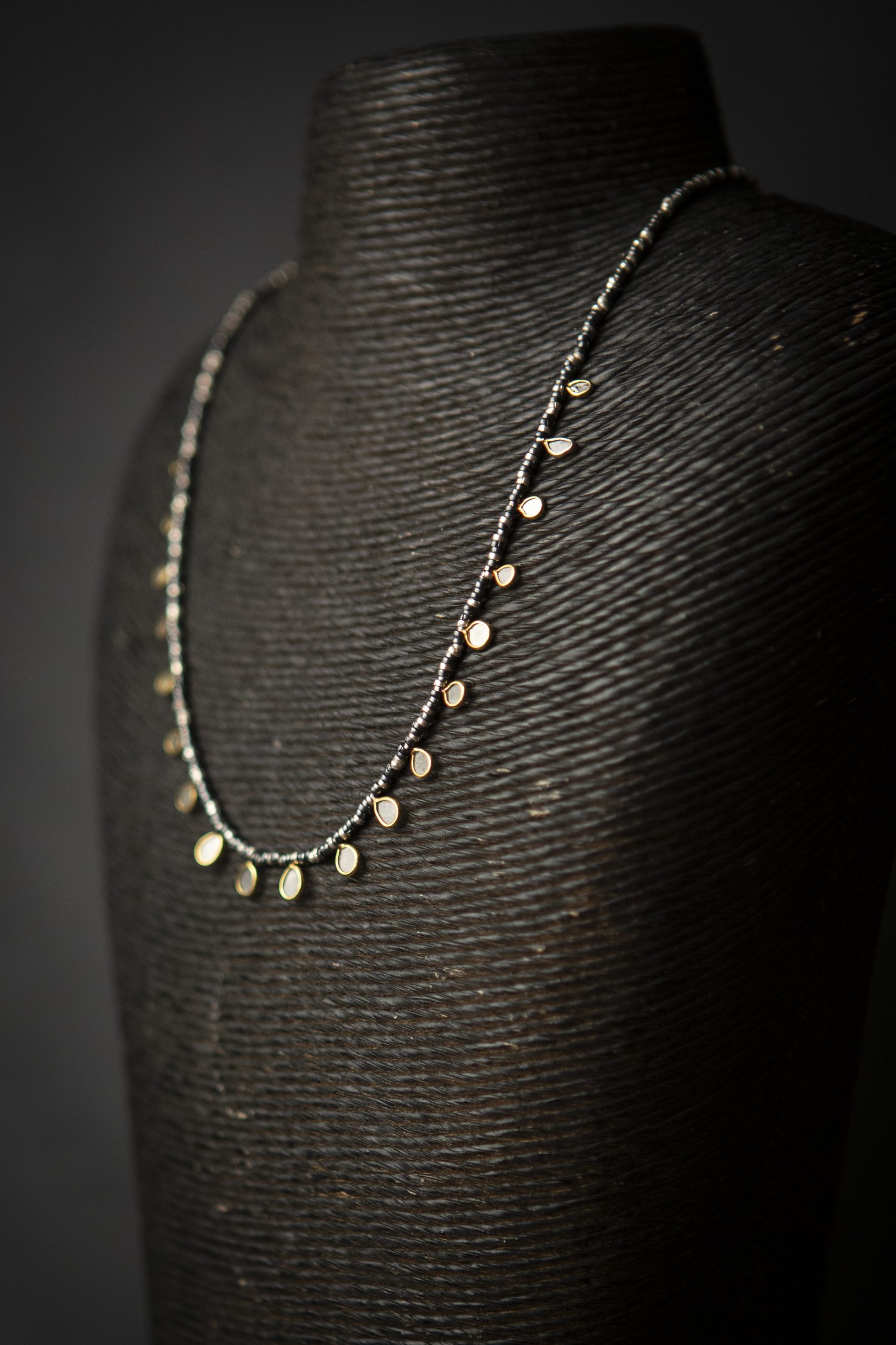 Diamond Slice and oxidised silver necklace - Image 5
