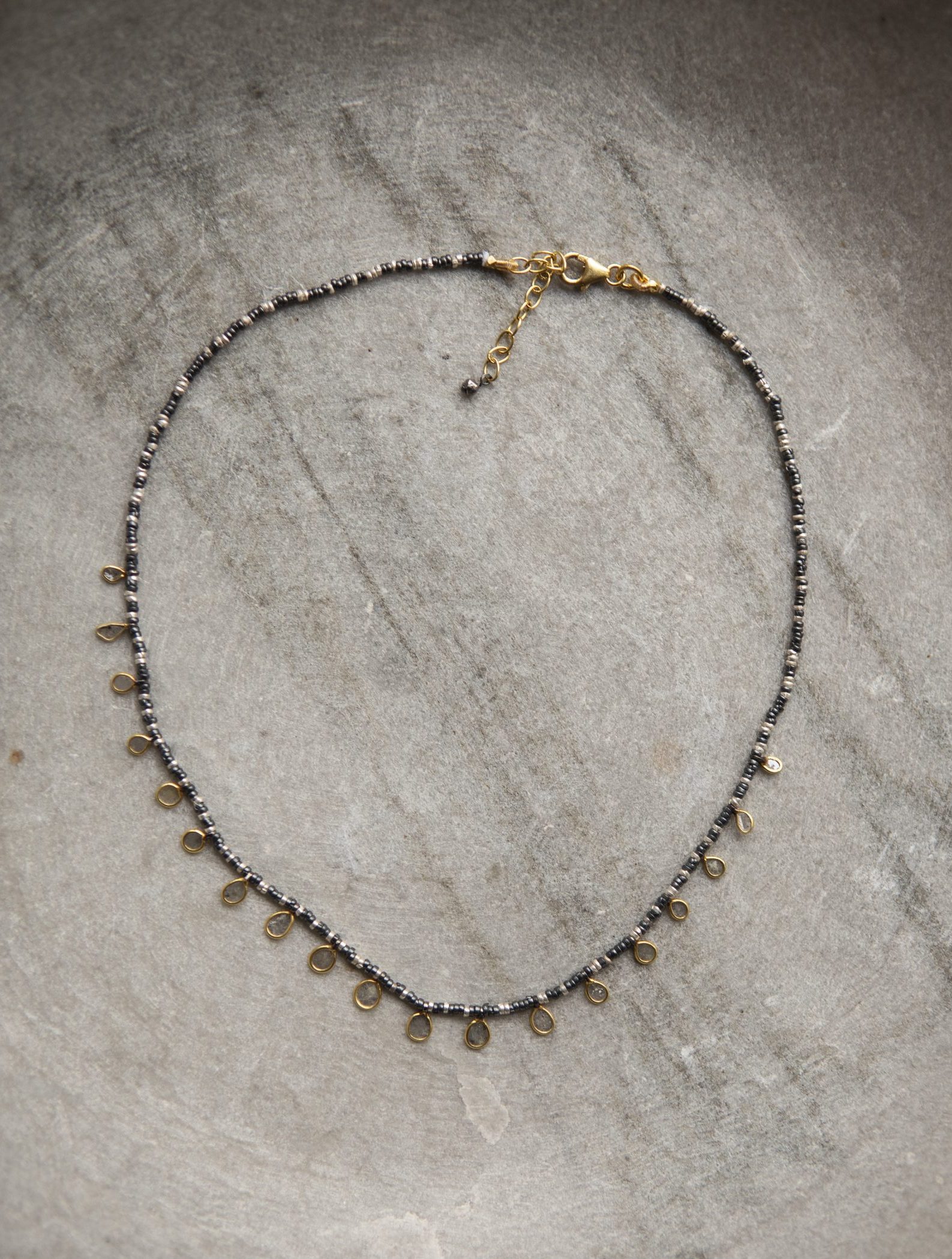 Diamond Slice and oxidised silver necklace - Image 4